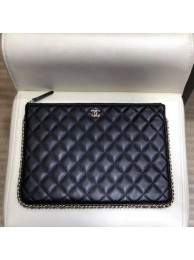 Chanel Quilted Lambskin Chain Trim Pouch AP0638 Black 2019 Collection AQ01302