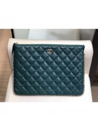 Chanel Quilted Lambskin Chain Trim Pouch AP0638 Green 2019 Collection AQ03752