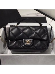 Chanel Quilted Lambskin Classic Small Flap Bag with Top Handle AS1114 Black 2019 Collection AQ04115