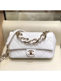 Chanel Quilted Lambskin Flap Bag with Resin Chain AS1353 White 2019 Collection AQ01808
