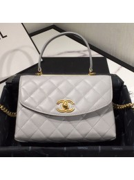 Chanel Quilted Lambskin Flap Bag with Top Handle AS1175 Gray 2019 Collection AQ04190