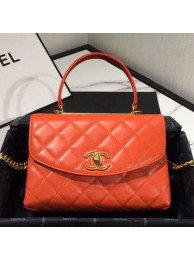 Chanel Quilted Lambskin Flap Bag with Top Handle AS1175 Red 2019 Collection AQ02240