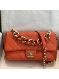 Chanel Quilted Lambskin Large Flap Bag with Resin Chain AS1354 Orange 2019 Collection AQ02984