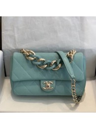Chanel Quilted Lambskin Medium Flap Bag with Resin Chain AS1353 Light Blue 2019 Collection AQ03858