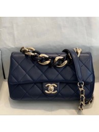 Chanel Quilted Lambskin Medium Flap Bag with Resin Chain AS1353 Navy Blue 2019 Collection AQ03799
