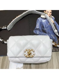 Chanel Quilted Leather 19 Belt Bag/Waist Bag White 2019 Collection AQ03595