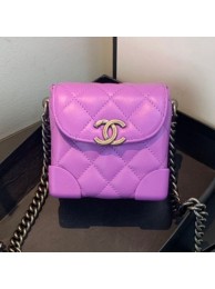Chanel Quilted Leather Box Clutch with Chain Purple 2019 Collection AQ03024