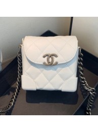 Chanel Quilted Leather Box Clutch with Chain White 2019 Collection AQ03693