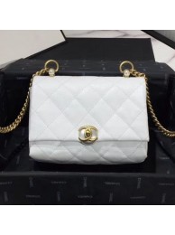 Chanel Quilted Leather Pearl Trim Small Flap Bag AS1170 White 2019 Collection AQ02726