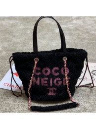 Chanel Quilted Shearling Sheepskin Small Shopping Bag AS0981 Black 2019 Collection AQ02375