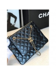 Chanel Quilted Shiny Lambskin Double Clutch with Chain AP1073 Black 2019 Collection AQ00992