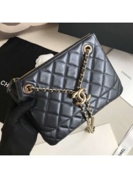 Chanel Quilted Shiny Lambskin Double Clutch with Chain AP1073 Black 2019 Collection AQ02330