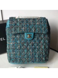 Chanel Quilted Tweed Medium Backpack Dark Blue 2019 Collection AQ04114