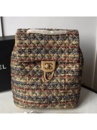 Chanel Quilted Tweed Medium Backpack Gold/Red/Blue 2019 Collection AQ03062
