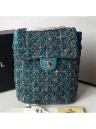 Chanel Quilted Tweed Small Backpack Dark Blue 2019 Collection AQ04285