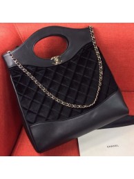 Chanel Quilted Velvet 31 Large Shopping Bag Black 2019 Collection AQ00885