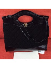 Chanel Quilted Velvet 31 Medium Shopping Bag Black 2019 Collection AQ03375