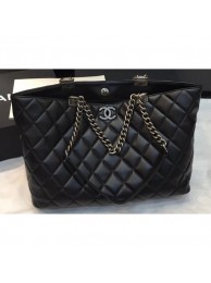 Chanel Quilting Shopping Tote Bag Black/Silver 2019 AQ03275