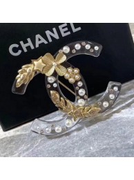 Chanel Resin Carved Metal CC Brooch Transparent/Gold 2019 Collection AQ04331
