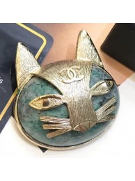 Chanel Resin Cat Head Brooch AB1782 Green/Gold 2019 Collection AQ01699