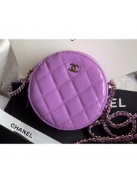 Chanel Round Classic Clutch with Chain Bag AP0245 Patent Mauve 2020 AQ03588