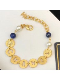 Chanel Round Metal Cutout Lettering Bracelet Gold/Blue 2019 Collection AQ01738