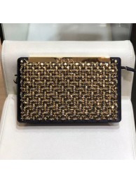 Chanel Satin and Crystal Evening Clutch AS0705 Gold/Black 2019 Collection AQ03463