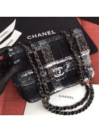Chanel Sequins Check Flap Bag AS0901 Black/Silver/Blue 2019 Collection AQ01667