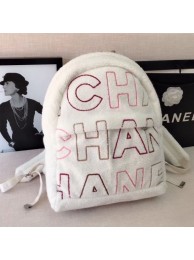 Chanel Shearling Lambskin Backpack AS1025 White 2019 Collection AQ02874