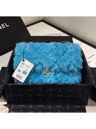 Chanel Shearling Lambskin Medium Flap Bag AS1063 Blue 03 2019 Collection AQ03962