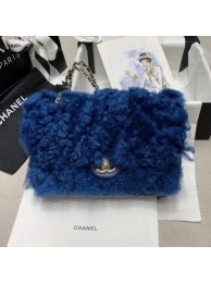 Chanel Shearling Lambskin Medium Flap Bag AS1063 Dark Blue 2019 Collection AQ01970