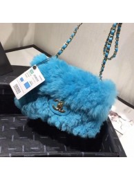 Chanel Shearling Lambskin Small Flap Bag AS1199 Blue 03 2019 Collection AQ01171
