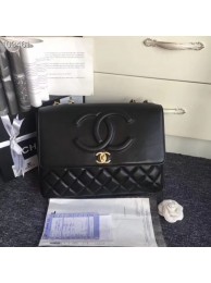Chanel Sheepskin Leather & Gold-Tone Metal A91869 Black AQ03358