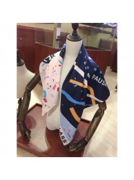 Chanel Silk Twill Ribbon Print Square Scarf 90x90cm Blue 2020 Collection AQ04077