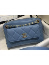 Chanel Small Camera Case Bag AS1367 Grained Calfskin Blue 2020 AQ02014