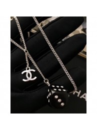 Chanel Small Necklace with Dice Pendant Silver/Black/Crystal 2018 AQ00547