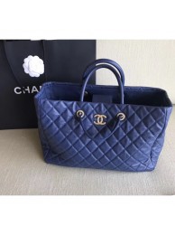chanel spring 2019 calfskin tote blue AQ02762