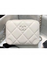 Chanel Square Leather Mini Box Bag Matte Hardware AP1132 White 2020 AQ02483