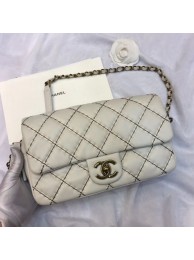 Chanel Stitching Quilted Calfskin Medium Flap Bag White 2019 Collection AQ04209