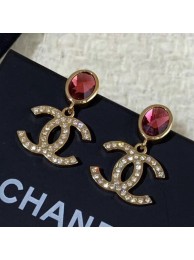 Chanel Stone CC Pendant Short Earrings Red 2019 Collection AQ04397