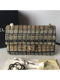 Chanel Tweed and Yarn Medium Flap Bag Gold/Blue 2019 Collection AQ02004