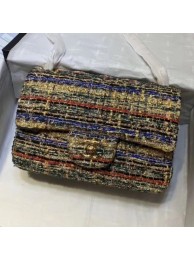 Chanel Tweed Small Classic Flap Bag A01112 Gold/Blue/Green 2019 Collection AQ01494