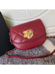 Chanel Vintage Camellia Saddle Flap Bag A57910 Red 2019 Collection AQ02834