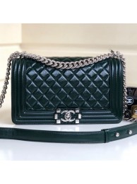 Chanel Vintage Quilted Leather Medium 25cm Boy Flap Bag Green 2019 Collection AQ01516
