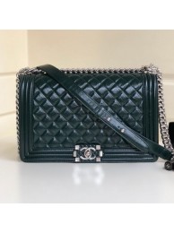 Chanel Vintage Quilted Leather Medium 28cm Boy Flap Bag Green 2019 Collection AQ02430