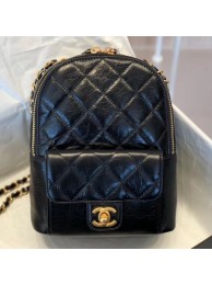 Chanel Waxed Vintage Quilted Leather Backpack AS0601 Black 2019 Collection AQ04358