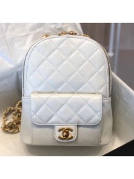 Chanel Waxed Vintage Quilted Leather Backpack AS0601 White 2019 Collection AQ00535