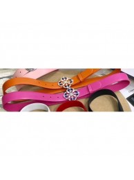 Chanel Width 3cm Crystal and Pearl Buckle Leather Belt Orange and Fuchsia AQ03121