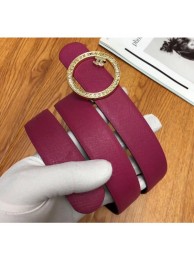 Chanel Width 3cm Grainy Calfskin Belt With Crystal Round Buckle Purple 2020 Collection AQ02926