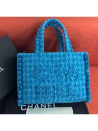 Chanel Wool Tweed Medium Zipped Shopping Bag AS0976 Turquoise 2019 Collection AQ00779